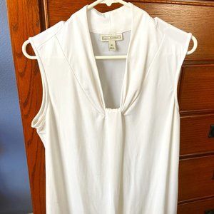 Dana Buchman White Sleeveless Knot V-Neck Top